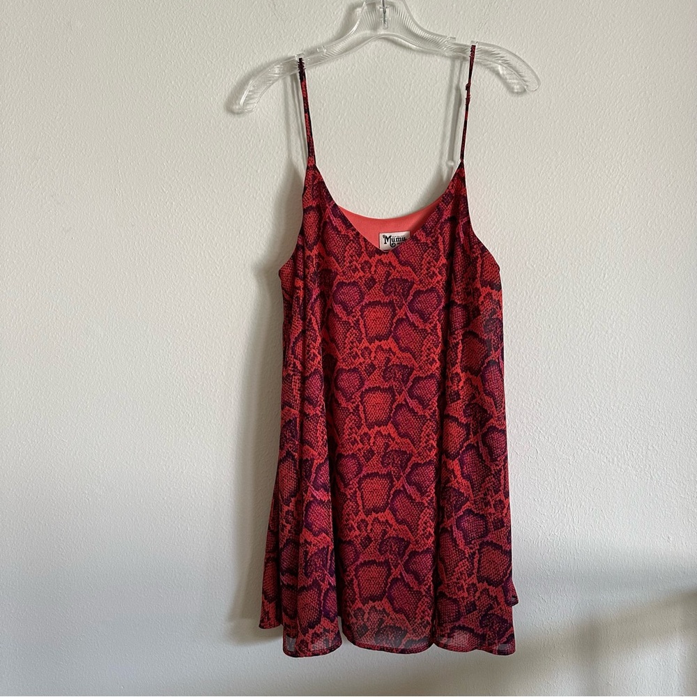 SMYM snake print flowy slip mini dress M Resort Festival Grunge
